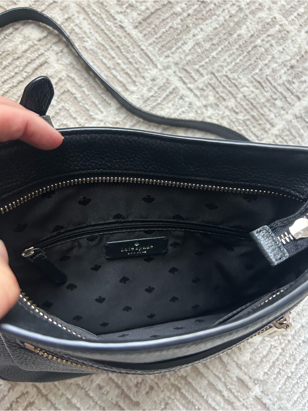 kate spade Black Pebbled Leather Crossbody with Front Zip Pocket - Picture 6 of 7